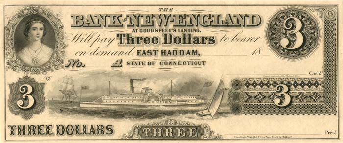 Bank of New England - Obsolete Banknote - Currency